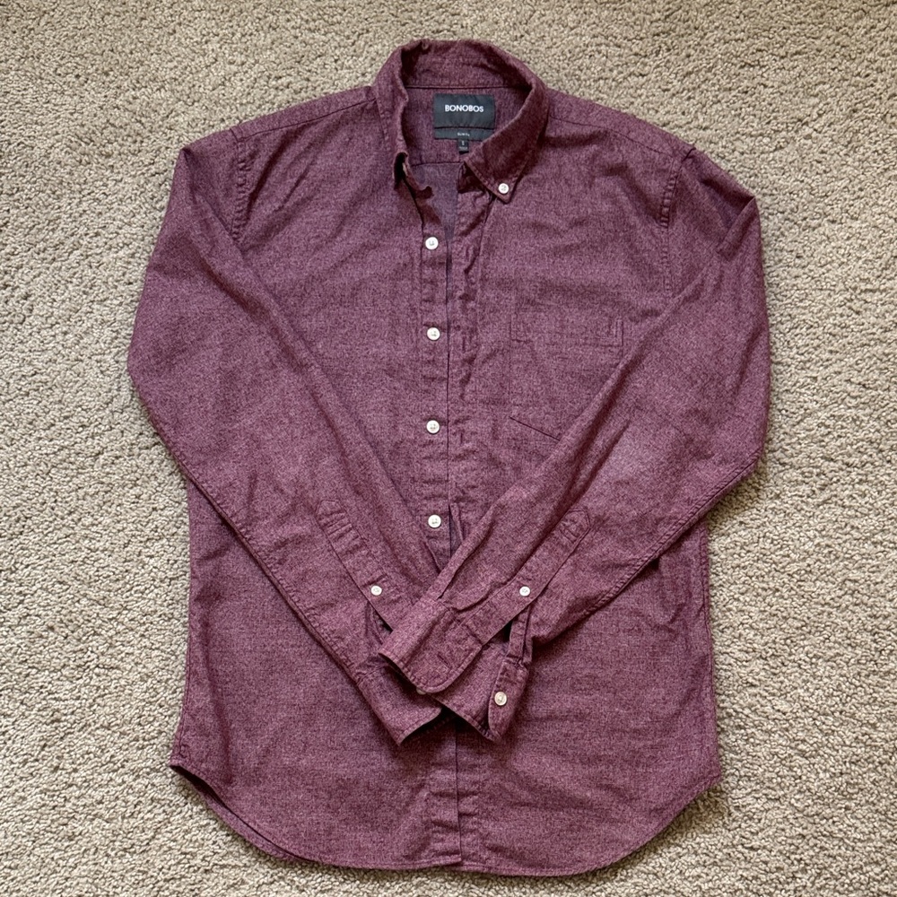 Bonobos Men's Maroon Slim Fit Shirt